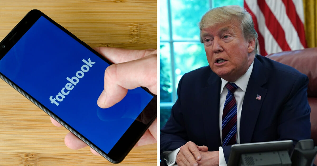 Facebook on Friday removed a clip of President Donald Trump, right, speaking from its platform, claiming the video "goes against our Community Standards on hate speech."