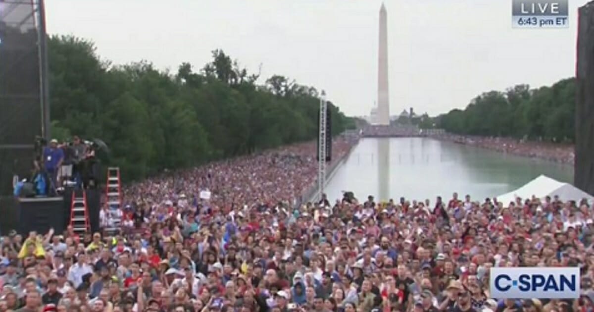 A crowd packs the National Mall for Thursday's Fourth of July celebration in Washington.