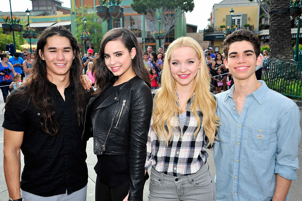 Booboo Stewart, Sofia Carson, Dove Cameron and Cameron Boyce of Disney's 'Descendants' perform and join fans at Downtown Disney at Disneyland Resort on October 17, 2015 in Anaheim, California.