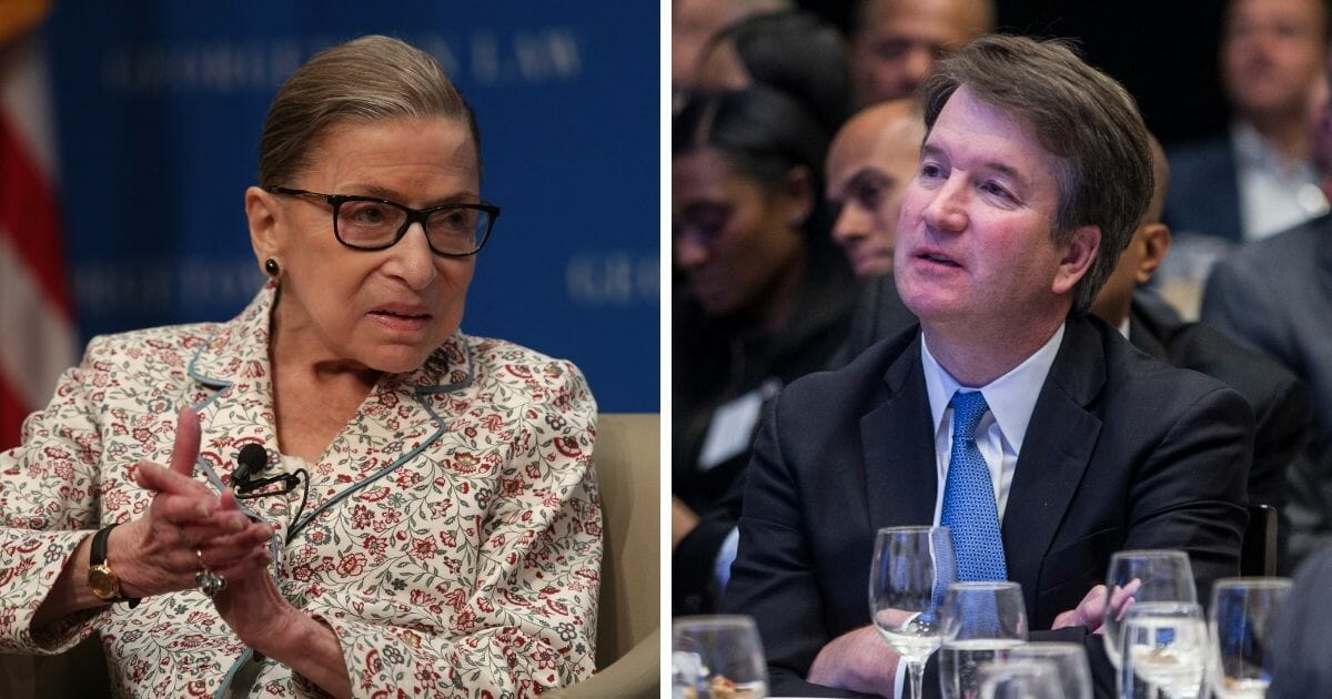 Supreme Court Justices Ginsburg and Kavanaugh, side by side images