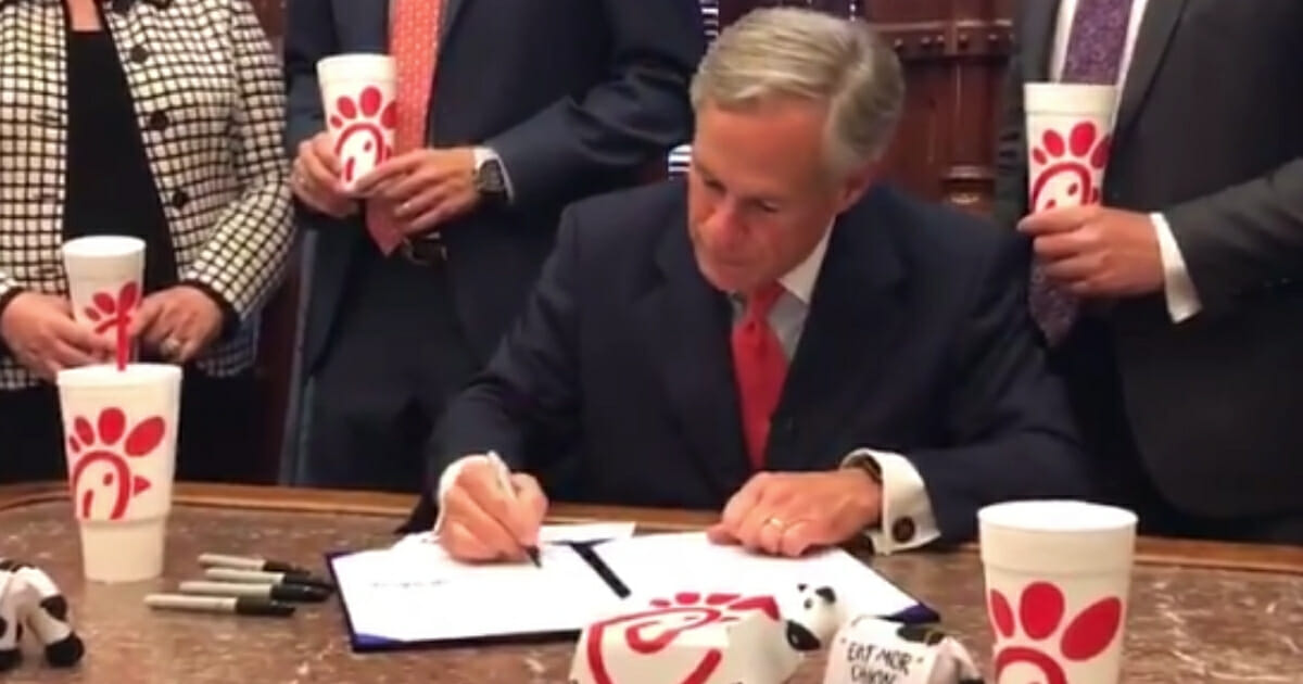 Texas Gov. Greg Abbott announced Thursday he had signed into law a bill that prohibits government entities from discriminating against businesses due to religious beliefs espouses by them or their owners.