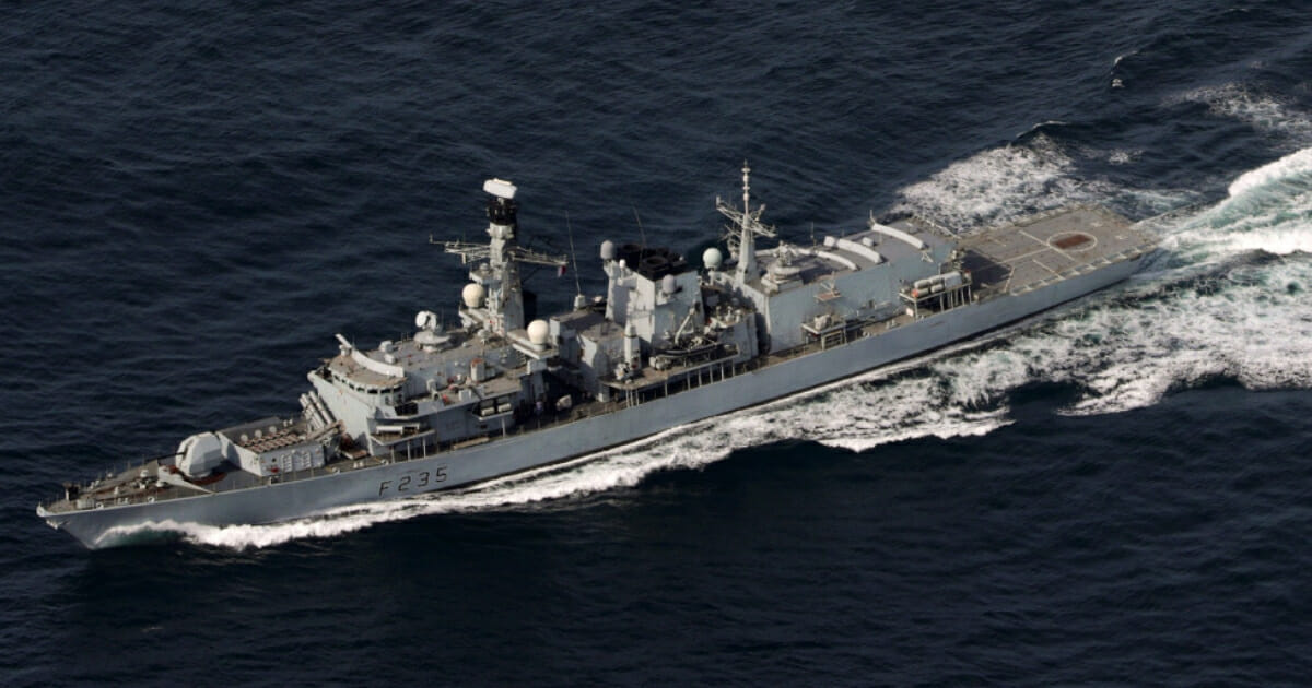 The HMS Montrose at sea.