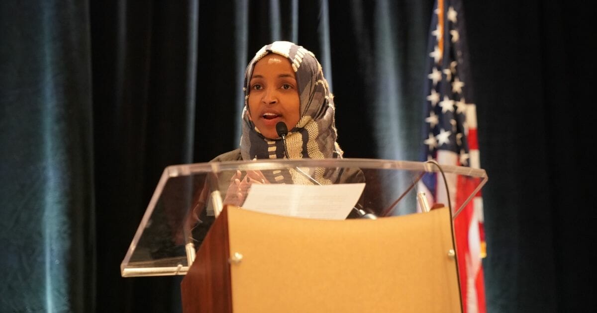 Minnesota Democratic Rep. Ilhan Omar speaks during a news conference, to address remarks made by President Donald Trump earlier in the day, at the U.S. Capitol in Washington, D.C., on July 15, 2019.