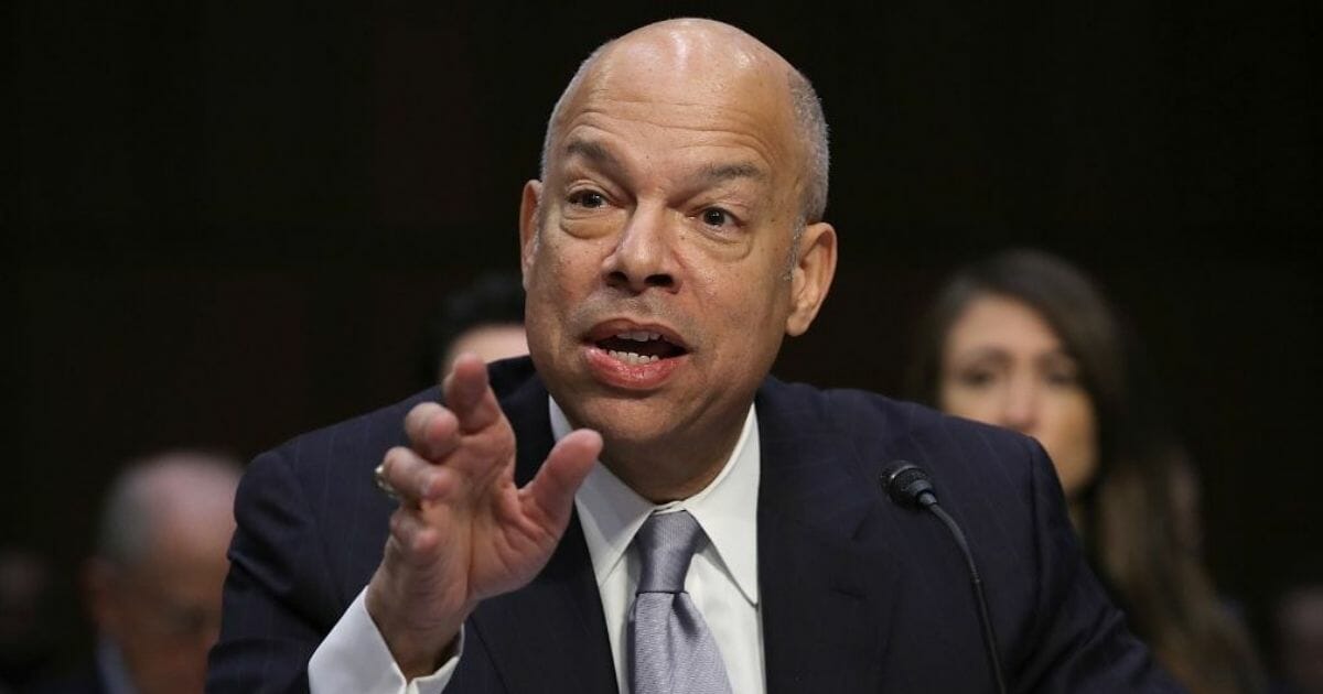 Jeh Johnson testifies before the Senate Intelligence Committee on March 21, 2018, in Washington, D.C.