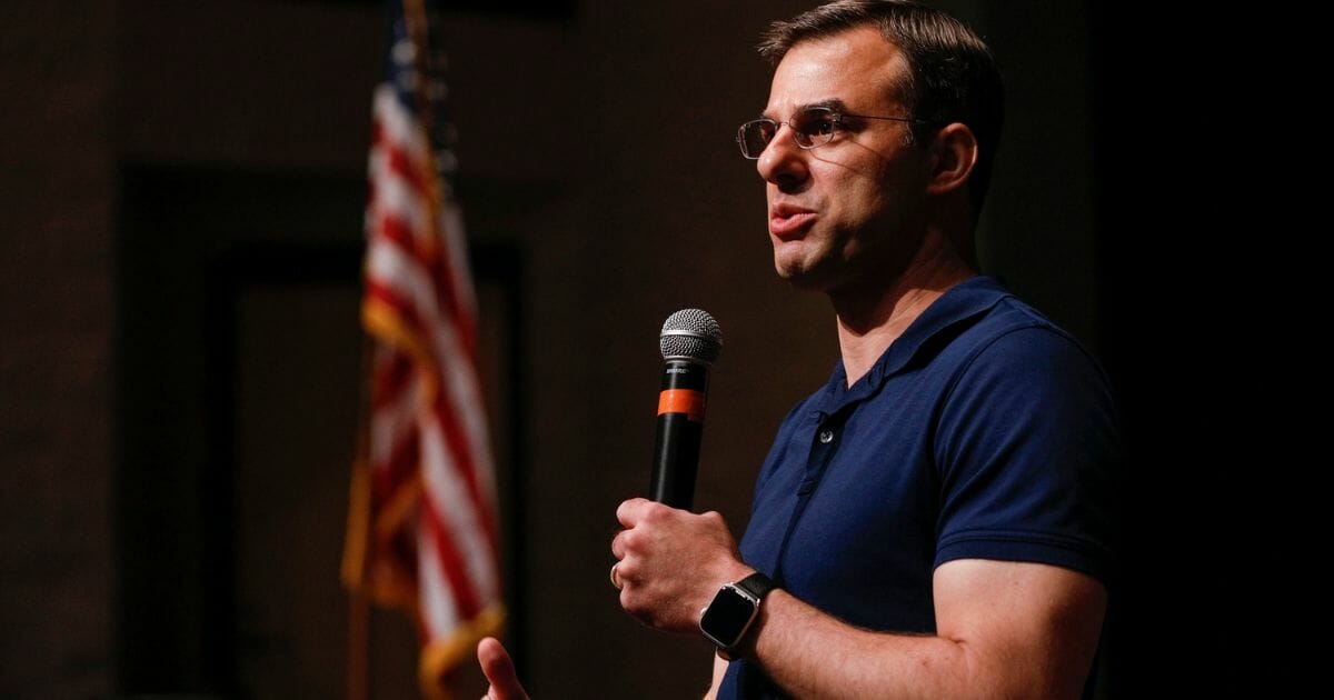 Rep. Justin Amash holds a town hall meeting on May 28, 2019 in Grand Rapids, Michigan. Amash was the first Republican member of Congress to say that President Donald Trump engaged in impeachable conduct.