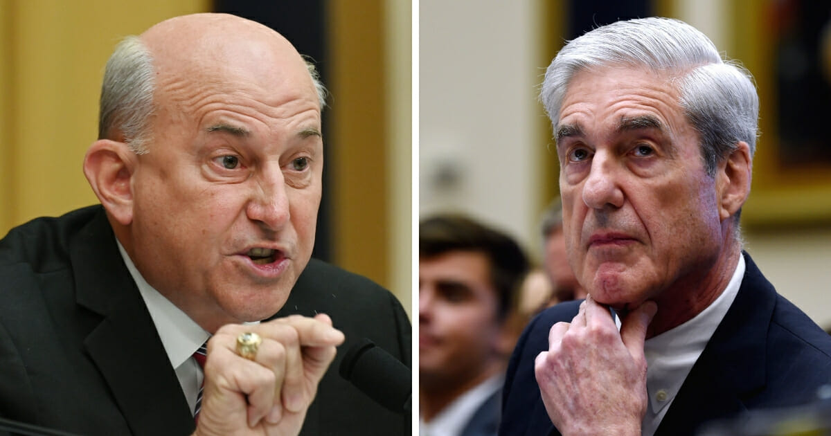 Texas Rep. Louie Gohmert, left, faced off against Robert Mueller, right, pressing the former special counsel on his relationship with former FBI Director James Comey.