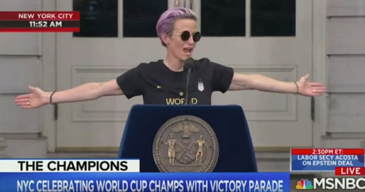 An MSNBC anchor was forced to apologize after controversial soccer star Megan Rapinoe screamed out a vulgarity during Wednesday's New York City parade celebrating the U.S. Women's National Team's FIFA World Cup victory.