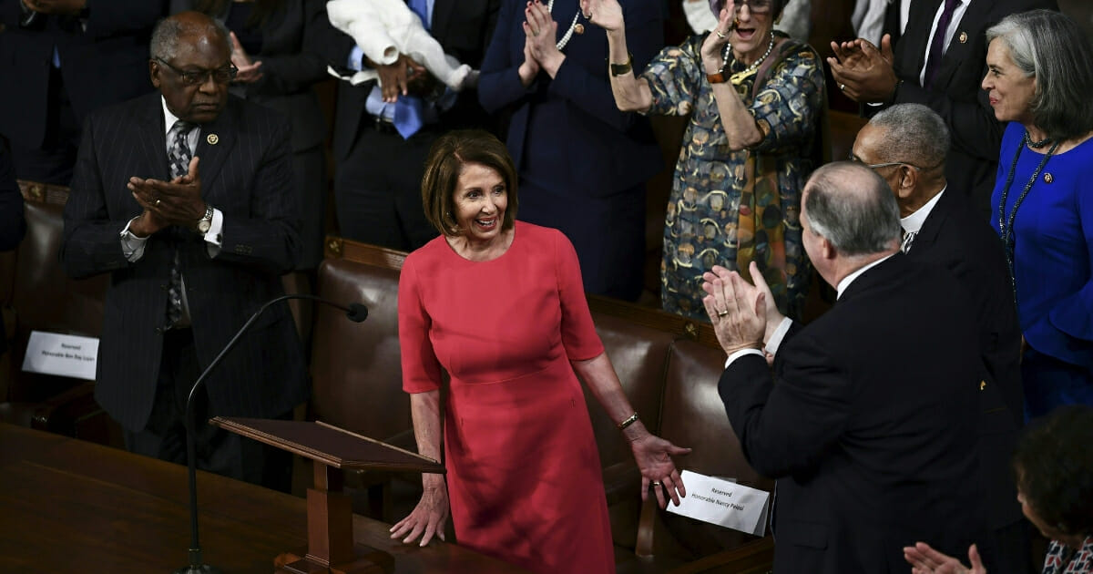 Nancy Pelosi reacts as she is confirmed Speaker of the House during the 116th Congress and swearing-in ceremony on the floor of the House of Representatives at the U.S. Capitol on Jan. 3, 2019 in Washington, D.C.
