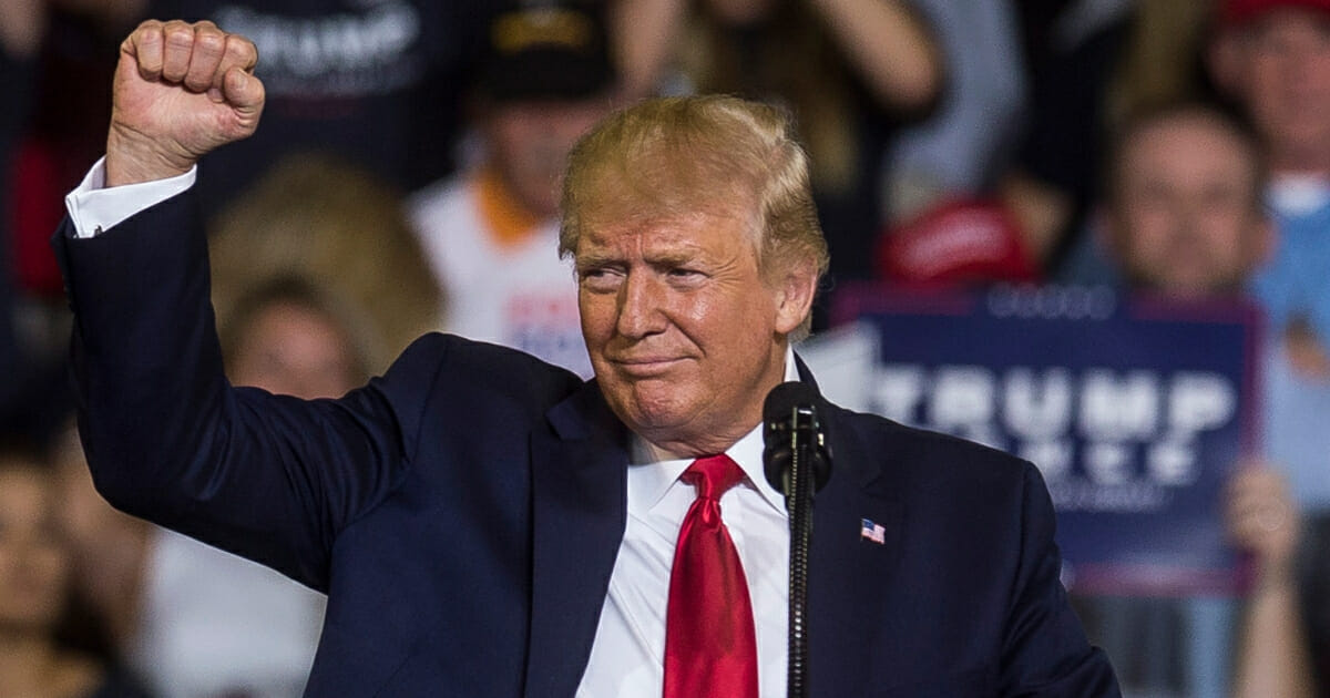 President Donald Trump speaks to supporters at a rally in Greenville, North Carolina.