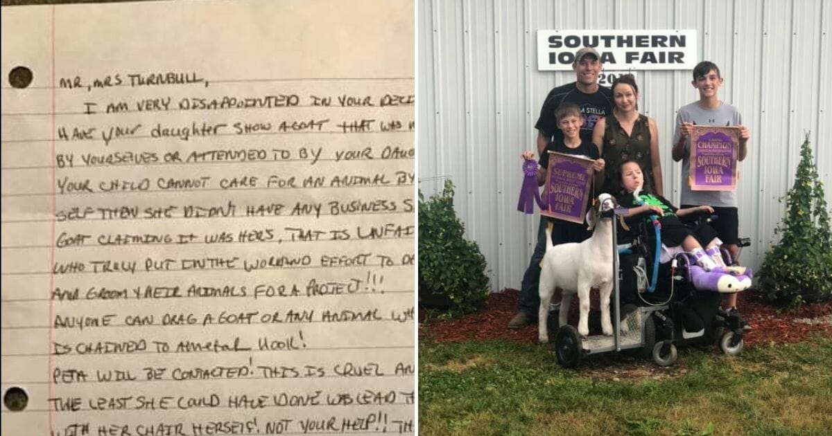 Stranger's letter / Turnbull family with their pet goat.