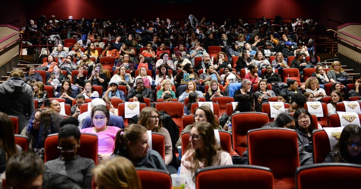 Filmgoers at Cineplex Cinemas Yonge-Dundas in Toronto, Ontario, Canada.