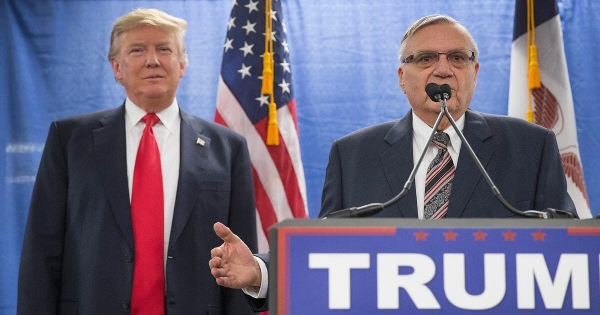 Former Sheriff Joe Arpaio of Maricopa County, Ariz., shown introducing then-candidate Donald Trump at a rally on Jan. 26, 2016, in Marshalltown, Iowa, is considering a 2020 run for sheriff, ABC News reported.