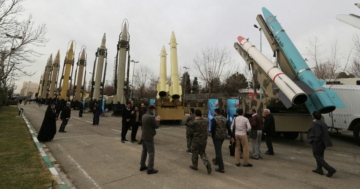 Iranian missiles on display in February.