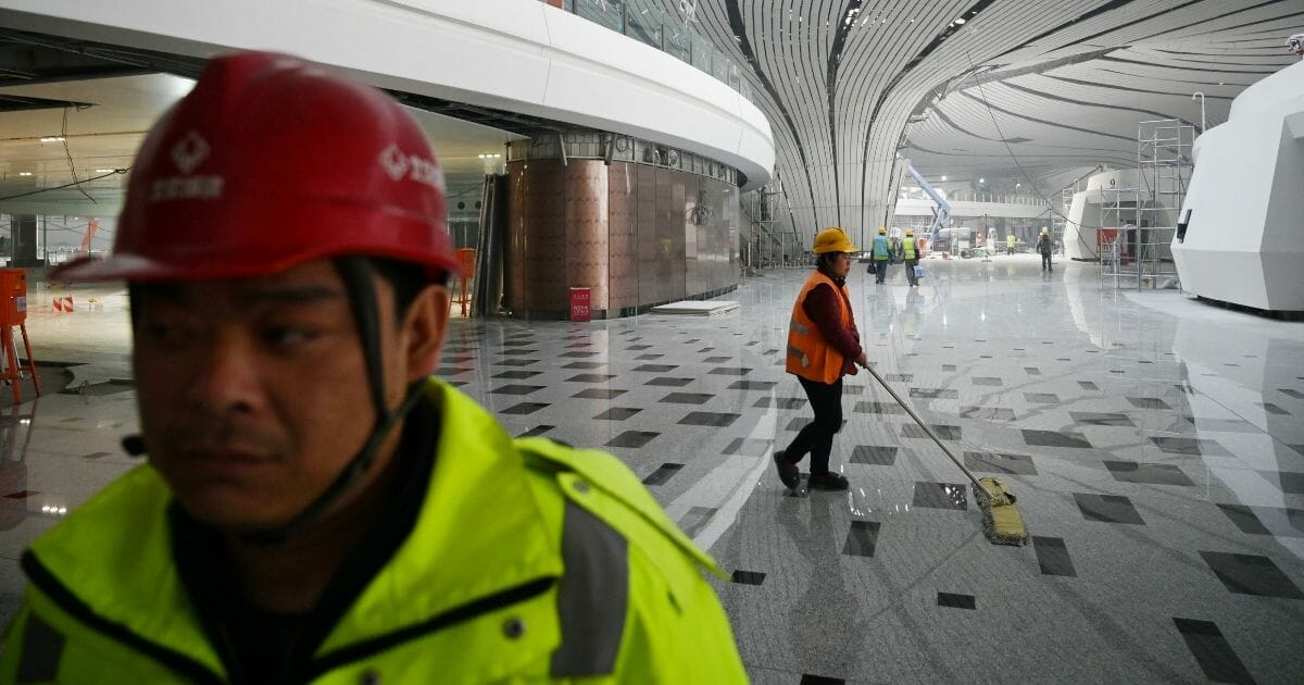 A worker in the new Beijing airport.