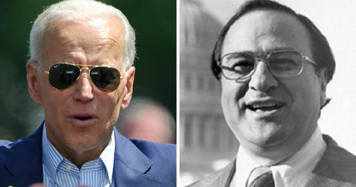 Former Vice President Joe Biden, left, and former Sen. James Abourezk, right.