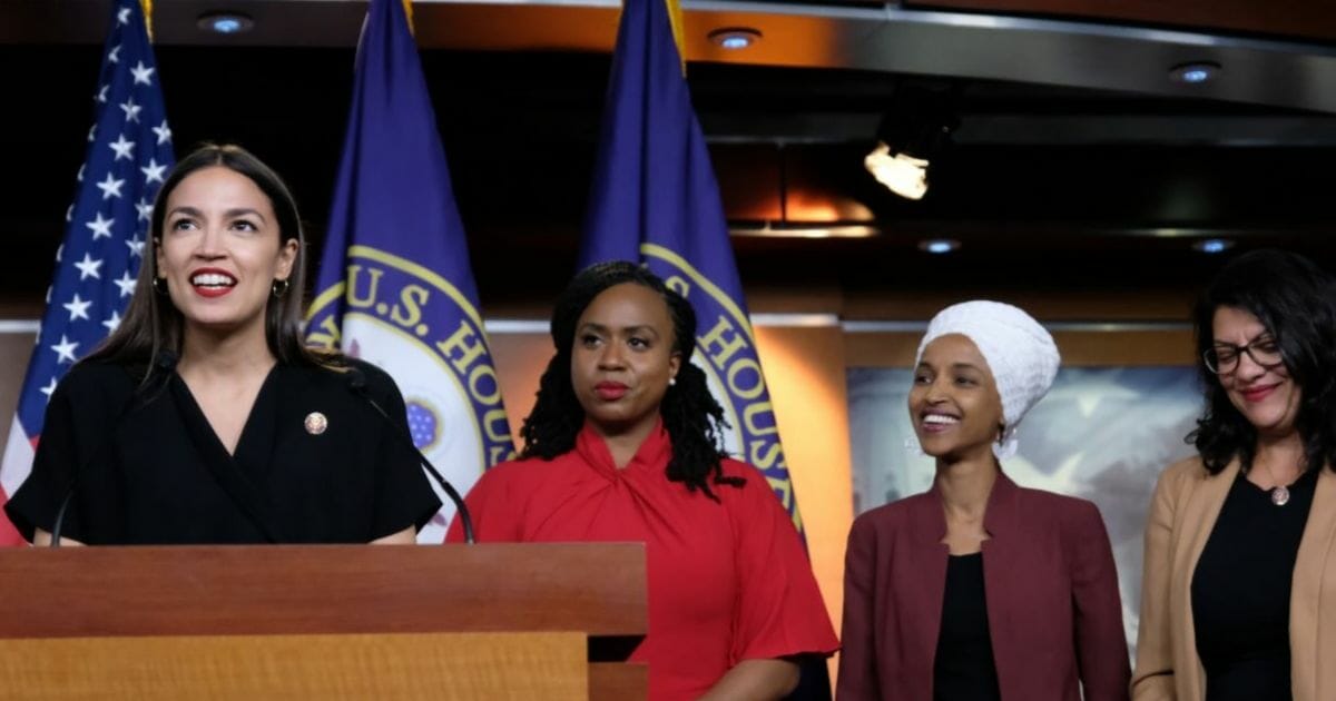 Reps., from left to right, Alexandria Ocasio-Cortez, Ayanna Pressley, Ilhan Omar, and Rashida Tlaib hold a press conference at the Capitol