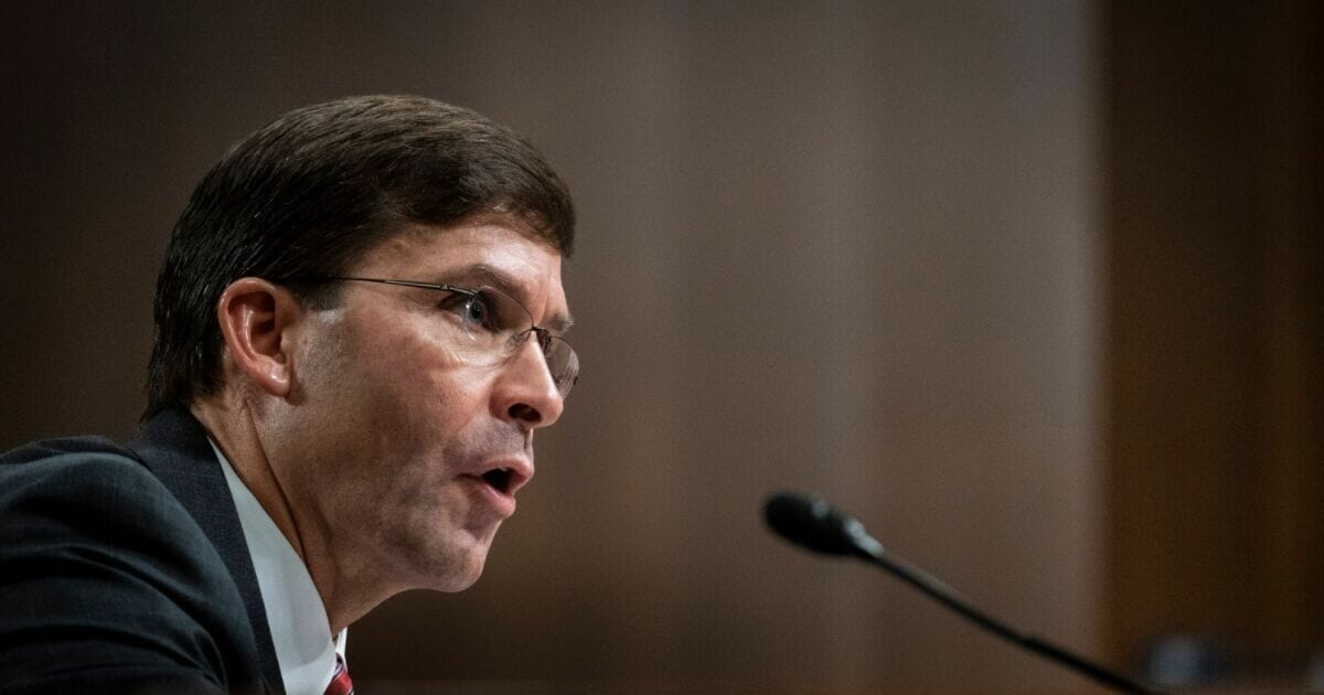 Secretary of Defense nominee Mark Esper testifies before the Senate Armed Services Committee during his confirmation hearing