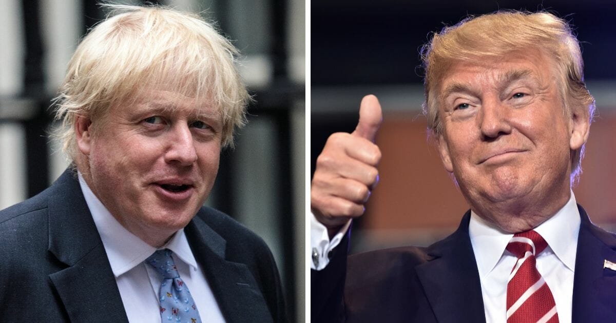 Incoming British Prime Minister Boris Johnson, left; President Donald Trump, right.