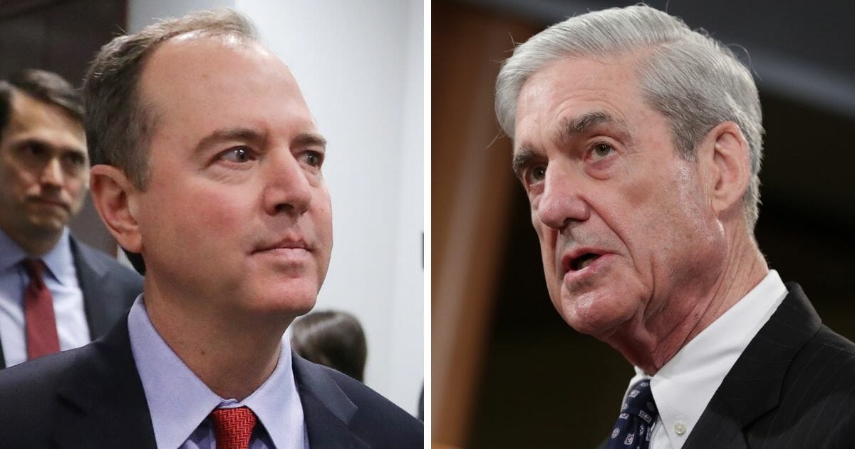House Intelligence Committee Chairman Adam Schiff, left; former special counsel Robert Mueller, right.