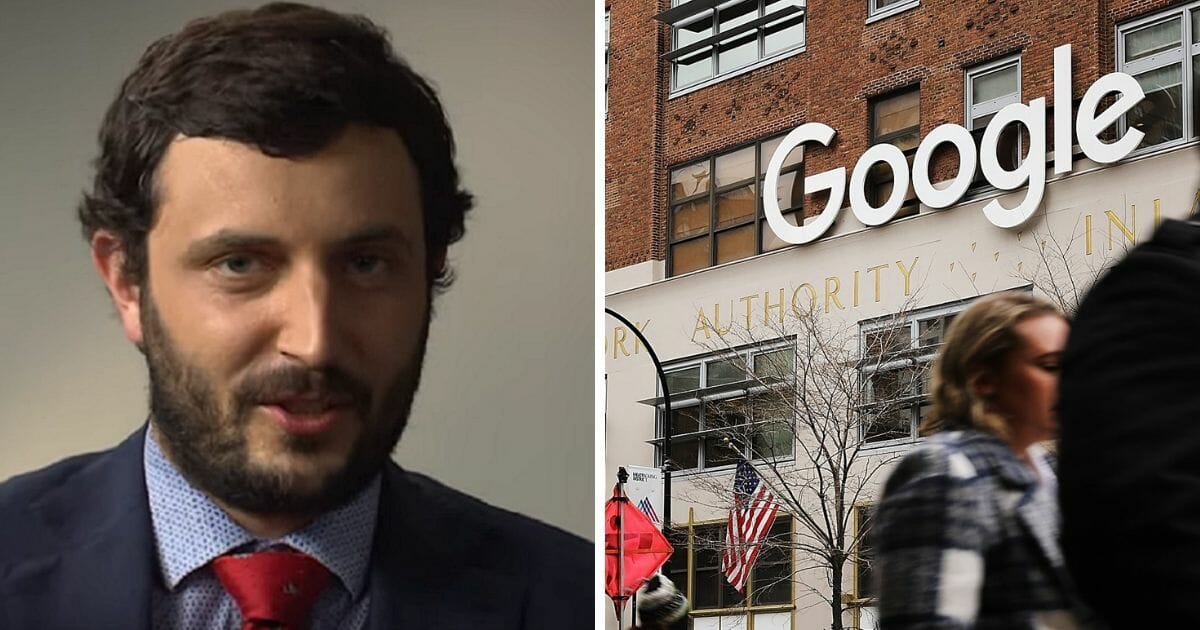 Google engineer Greg Coppola, left; Google's New York headquarters, right.