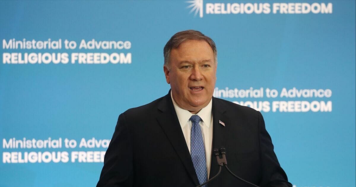 U.S. Secretary of State Mike Pompeo delivers opening remarks during the second Ministerial to Advance Religious Freedom