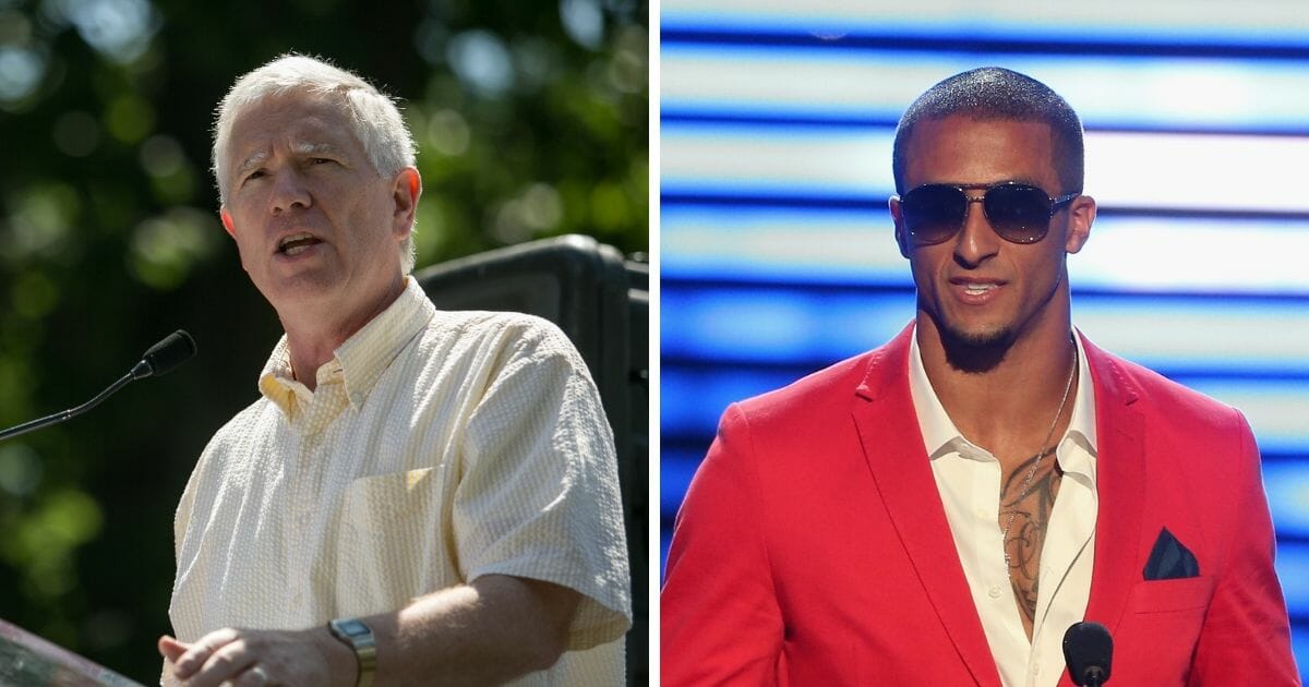 Alabama Rep. Mo Brooks, left, has suggested that former NFL quarterback Colin Kaepernick, right, move to a different country