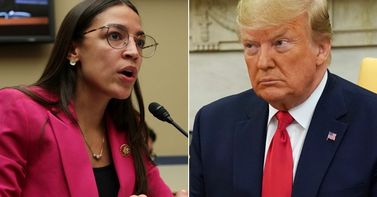 New York Rep. Alexandria Ocasio-Cortez, left, may be affected by a recent appeals court ruling involving President Donald Trump, right