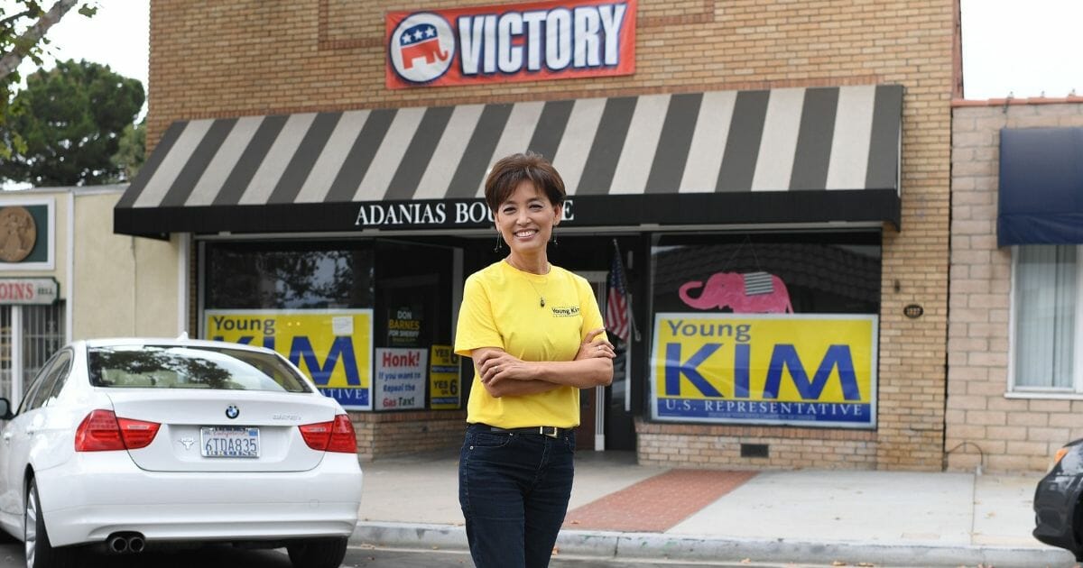 First time Republican candidate for US Congress Young Kim, 55, poses for a portrait at her campaign office in Yorba Linda, California, Oct. 6, 2018.