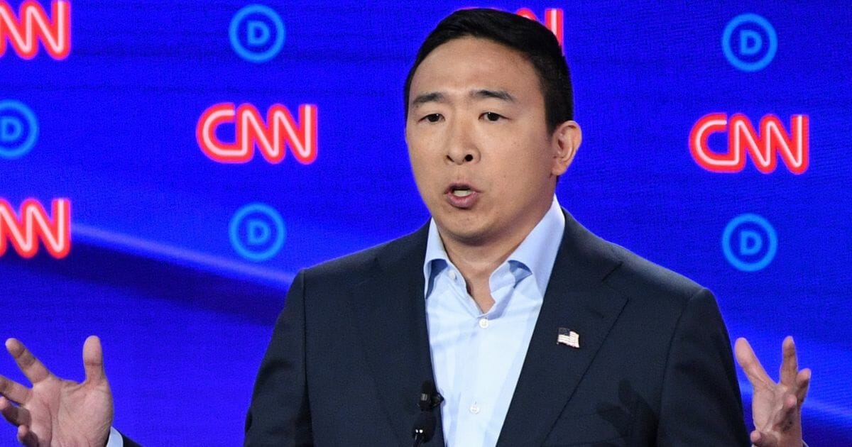 Democratic presidential hopeful Andrew Yang speaks during the second round of the second Democratic primary debate of the 2020 presidential campaign.