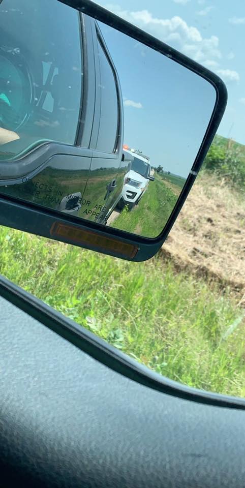 Lisa Smith May's view of Illinois State Police District 17 Trooper Matthew Dalton's patrol car on Route 52 near Earlville on July 23, 2019.