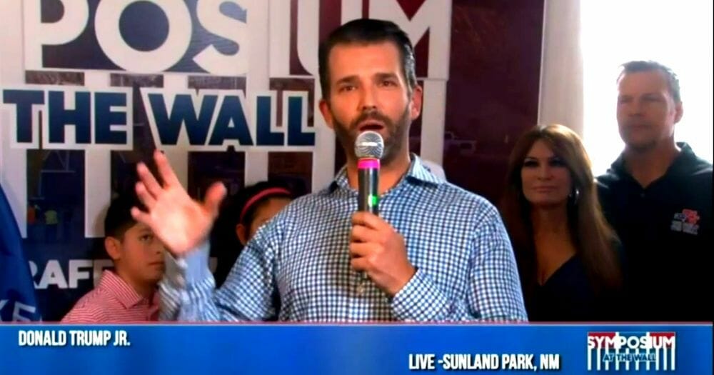 Donald Trump Jr. speaks during the Symposium at the Wall in Sunland, New Mexico.