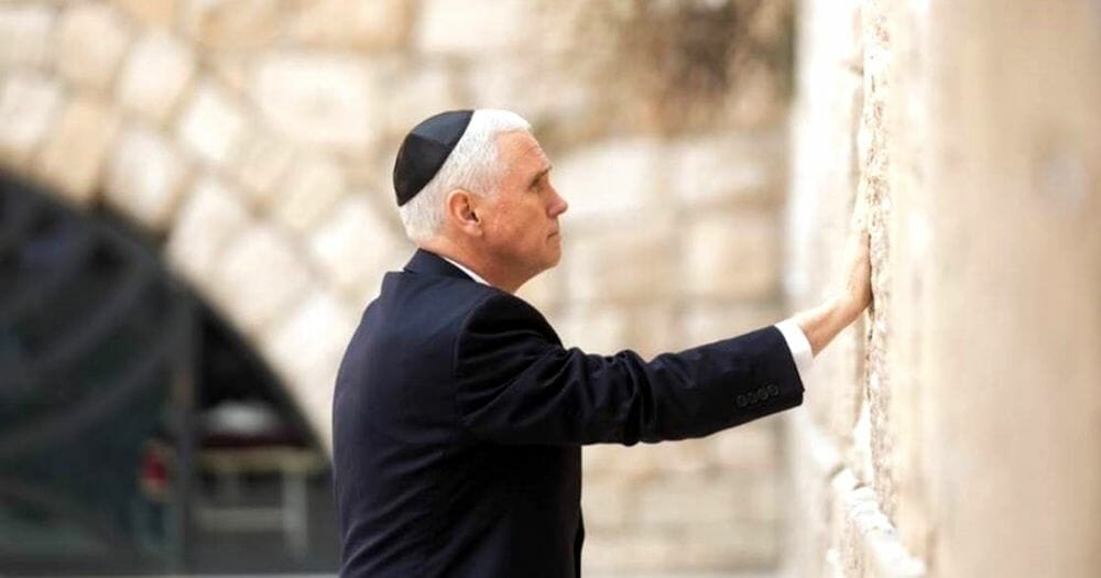 Vice President Mike Pence prays at the Western Wall in Jerusalem.