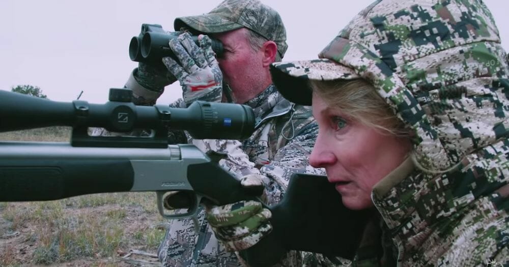 The Rocky Mountain Elk Foundation's hunting ad featured lifetime hunter Nancy Hadley, right