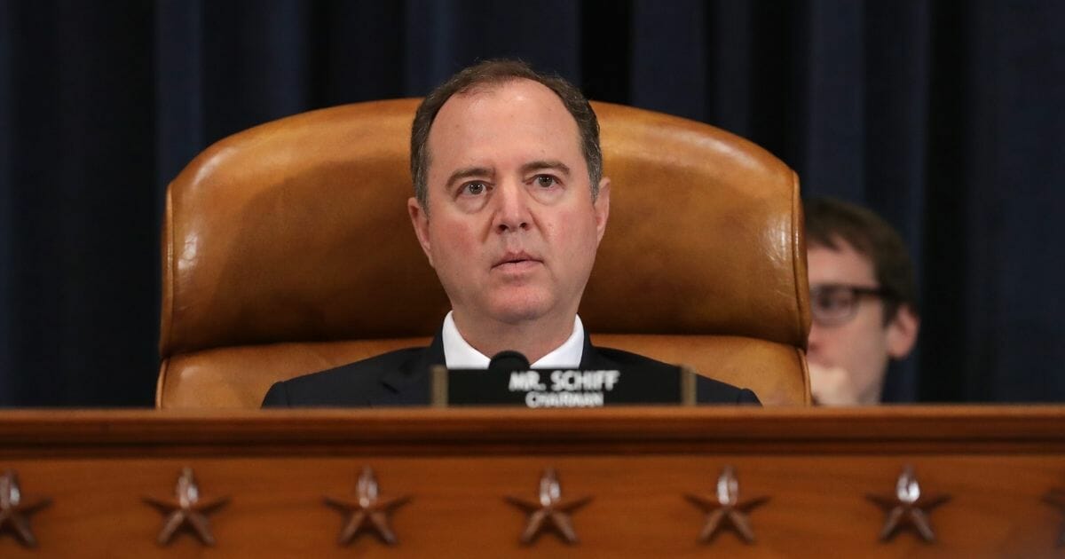 House Intelligence Committee Chairman Adam Schiff (D-CA) listens to testimony during a hearing in the Longworth House Office Building on Capitol Hill June 13, 2019, in Washington, D.C.