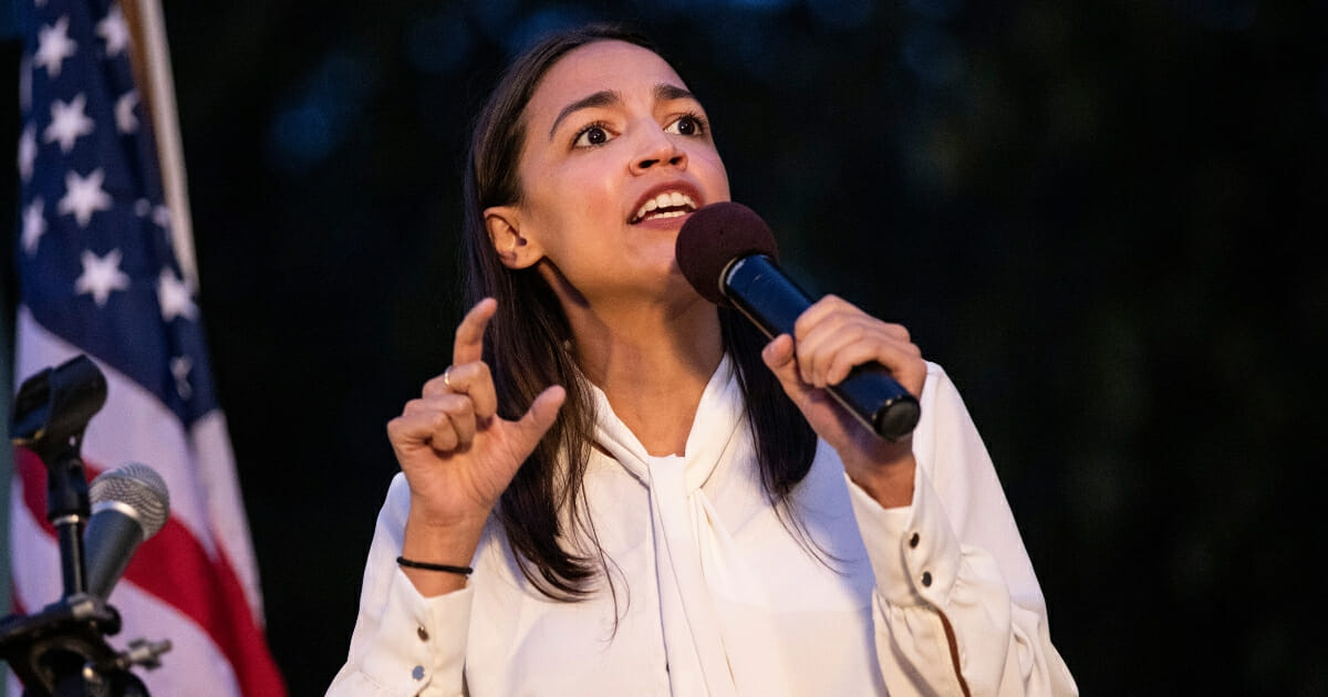 Rep. Alexandria Ocasio-Cortez (D-NY) speaks during a vigil for the victims of the recent mass shootings in El Paso, Texas and Dayton, Ohio, in Grand Army Plaza on Aug. 5, 2019, in the Brooklyn borough of New York City.