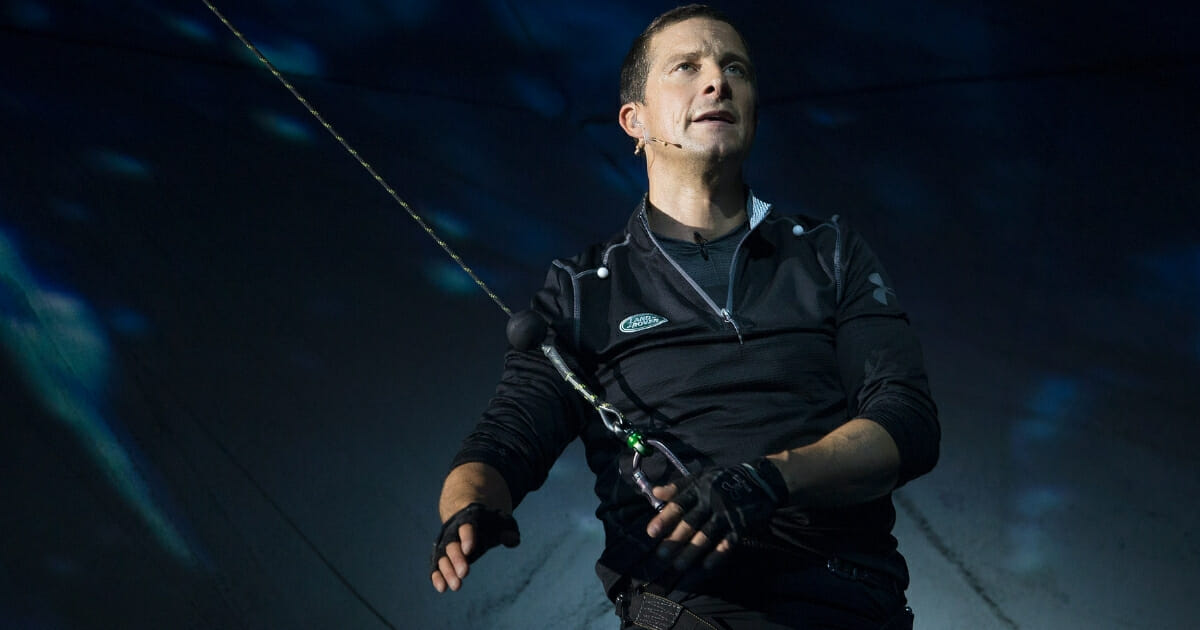 Bear Grylls performs during "Bear Grylls: Endeavour" at SSE Arena Wembley on Oct. 6, 2016, in London, England