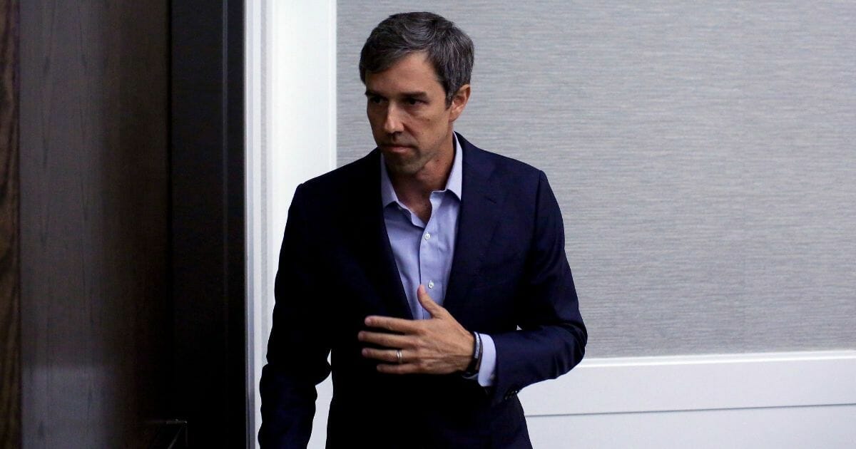 Democratic presidential candidate and former Texas Rep. Beto O'Rourke waits to exit after speaking at the Iowa Federation Labor Convention on Aug. 21, 2019 in Altoona, Iowa.