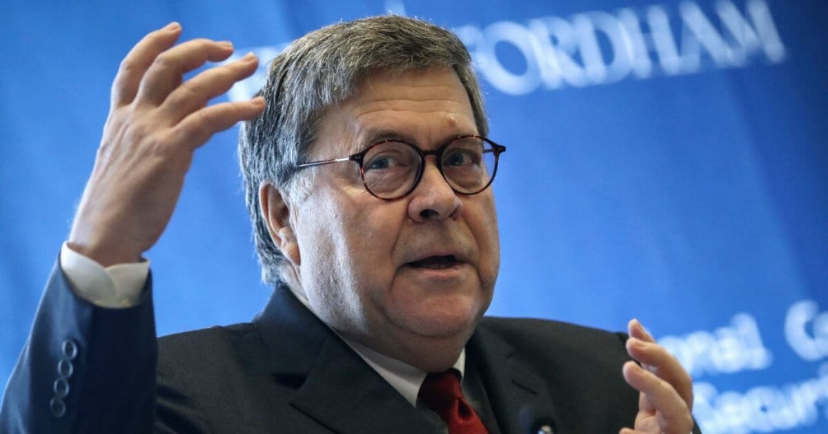 Attorney General William Barr speaks at Fordham University School of Law on July 23, 2019, in New York City.