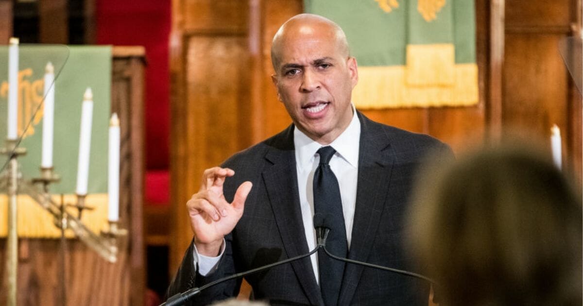 Democratic presidential candidate and Sen. Cory Booker (D-N.J.) speaks to a crowd at Emanuel AME Church on Aug. 7, 2019, in Charleston, S.C.