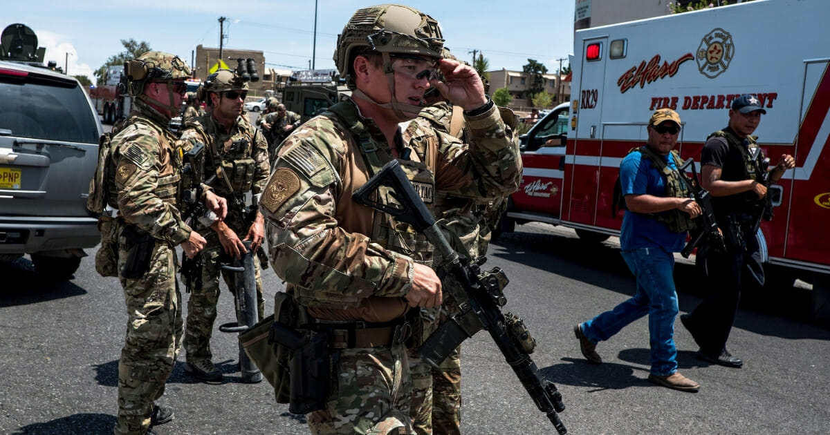Law enforcement agencies respond to an active shooter at a Wamart near Cielo Vista Mall in El Paso, Texas on Aug. 3, 2019.