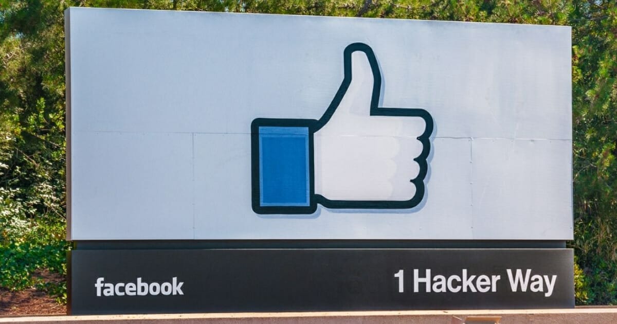 Facebook sign at Menlo Park, California, headquarters.