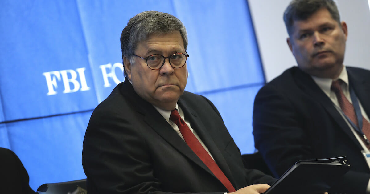 Attorney General William Barr at conference, July 2019