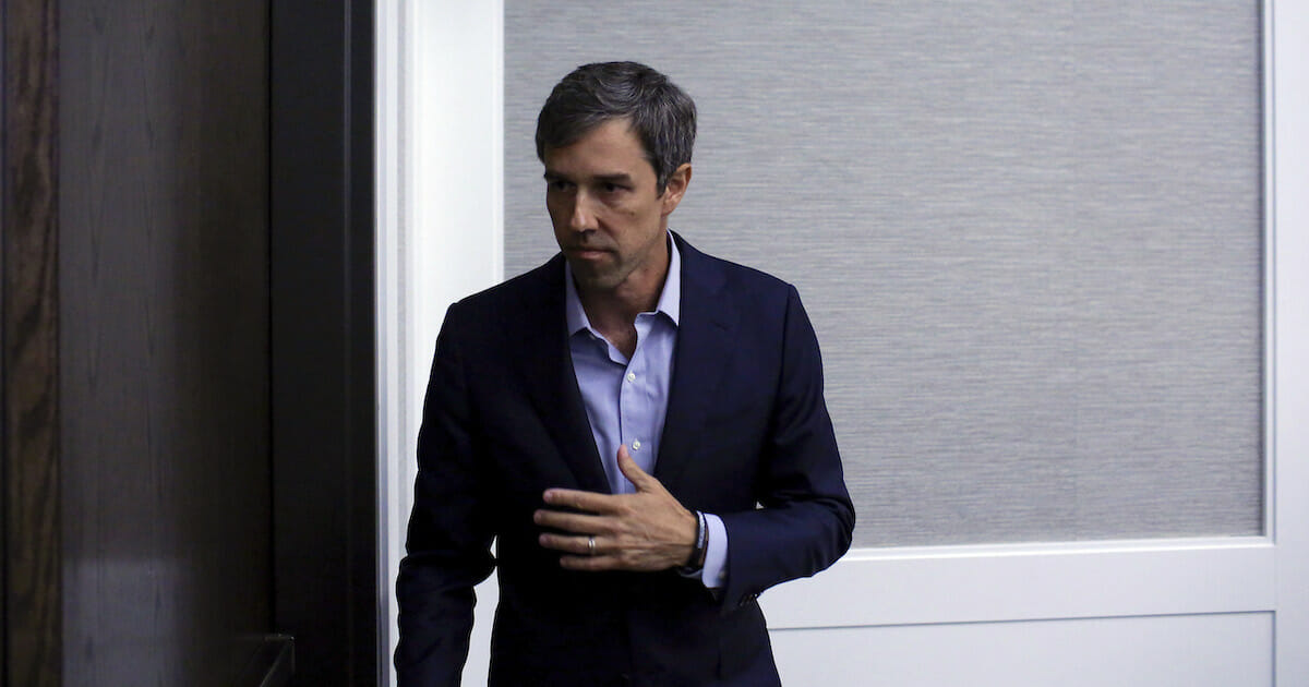 Democratic presidential candidate and former Rep. for Texas Beto O'Rourke waits to exit after speaking at the Iowa Federation Labor Convention on Aug. 21, 2019, in Altoona, Iowa.