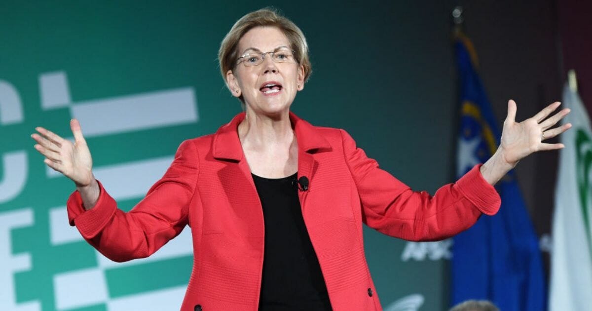 Sen. Elizabeth Warren speaks during the 2020 Public Service Forum on Aug. 3, 2019, in Las Vegas.