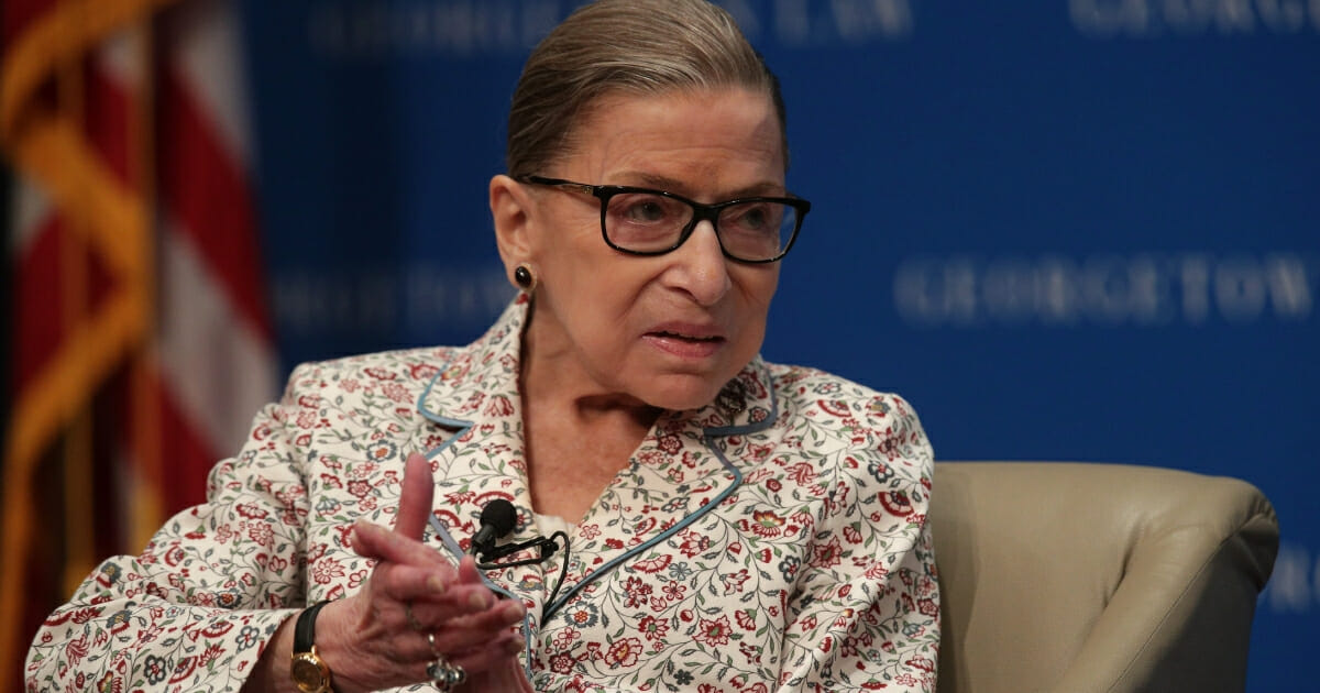 Supreme Court Associate Justice Ruth Bader Ginsburg participates in a discussion at Georgetown University Law Center on July 2, 2019, in Washington, D.C.