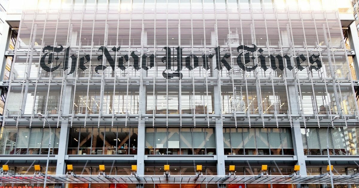 A stock photo of The New York Times headquarters in Manhattan, New York.