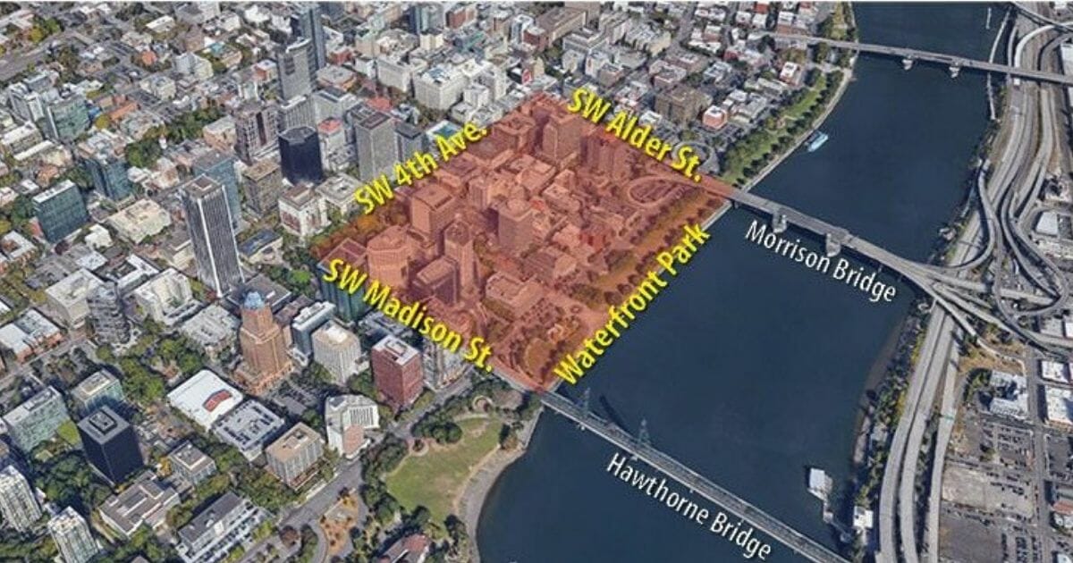 PPB's red zone for August 17 protests.