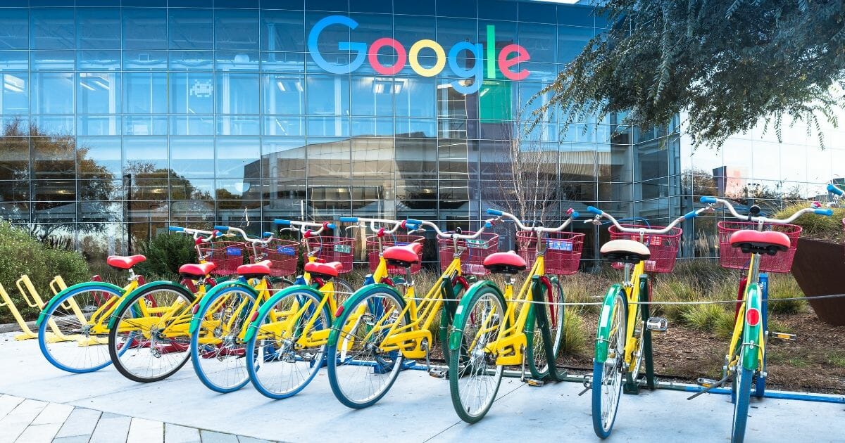 A bike rack outside Google's California headquarters.