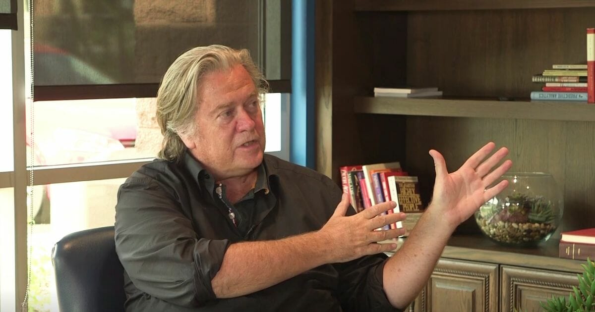 Steve Bannon answers a question during his exclusive interview with The Western Journal