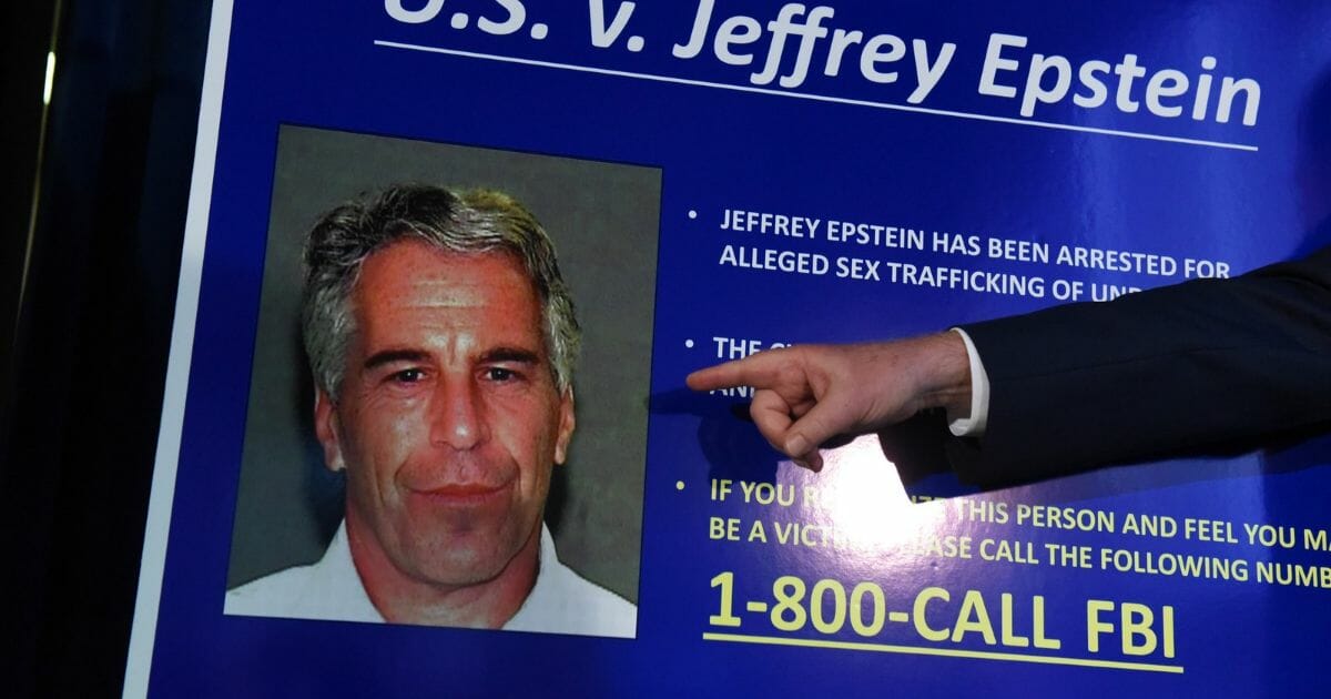 Jeffrey Epstein image from July 8 news conference.